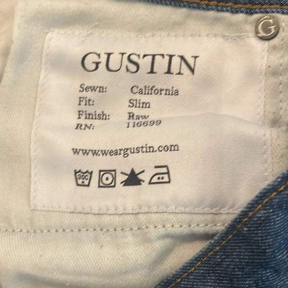 Gustin mens slim  raw jeans #192 Italy Sky size 32 - Picture 7 of 8